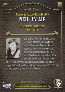 2013 Richmond Hall of Fame and Immortal Trading Card Collection #8 Neil Balme Back